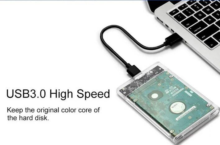 USB3.0で高速！2.5インチ HDD/SSD 透明ケース！ＳＡＴＡ接続のSSD、HDDを外付けで使えます！透明ケースで見やすい！