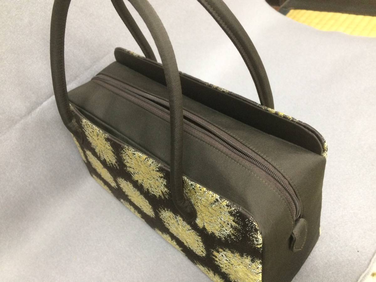 半額以下　當店オリジナル★オシャレな帯地正絹利休バッグ?紬?小紋?付下に