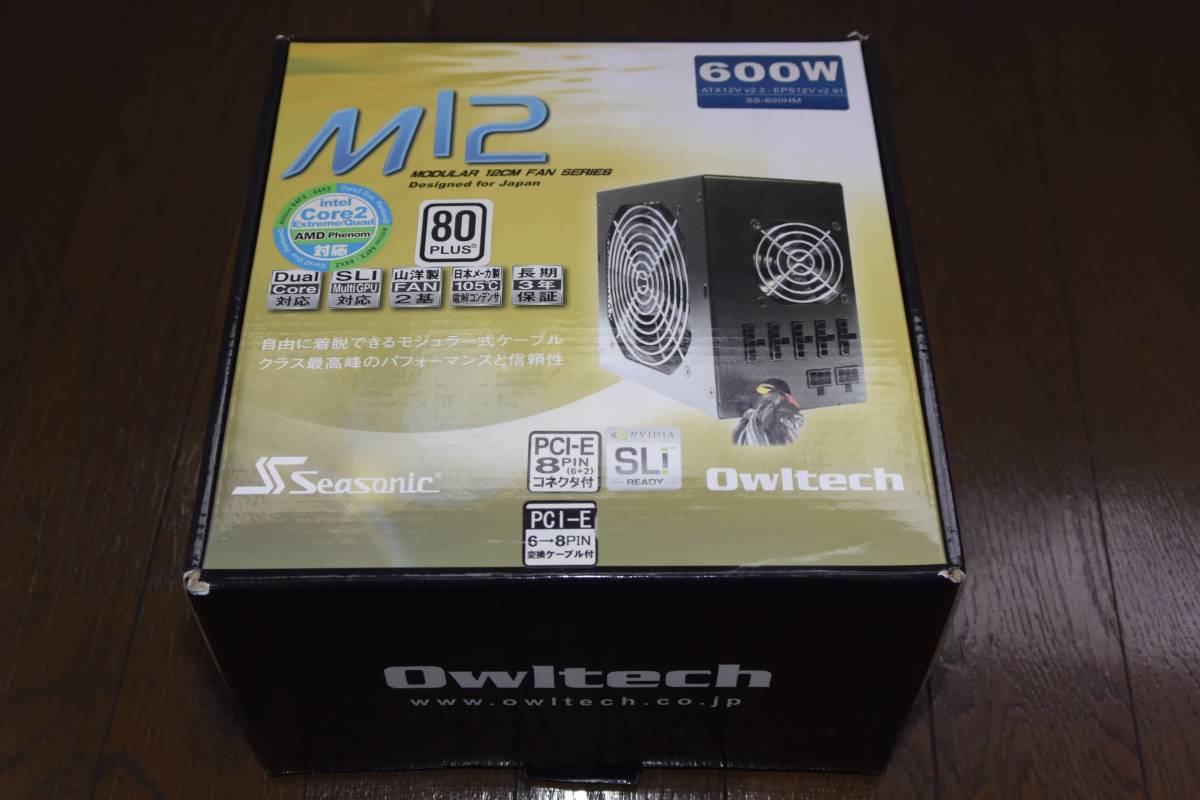 Seasonic Owltech M12 SS-600HM Active PFC F3 600W 80PLUS ATX電源 ユニット セミプラグイン 山洋 ファン_画像1