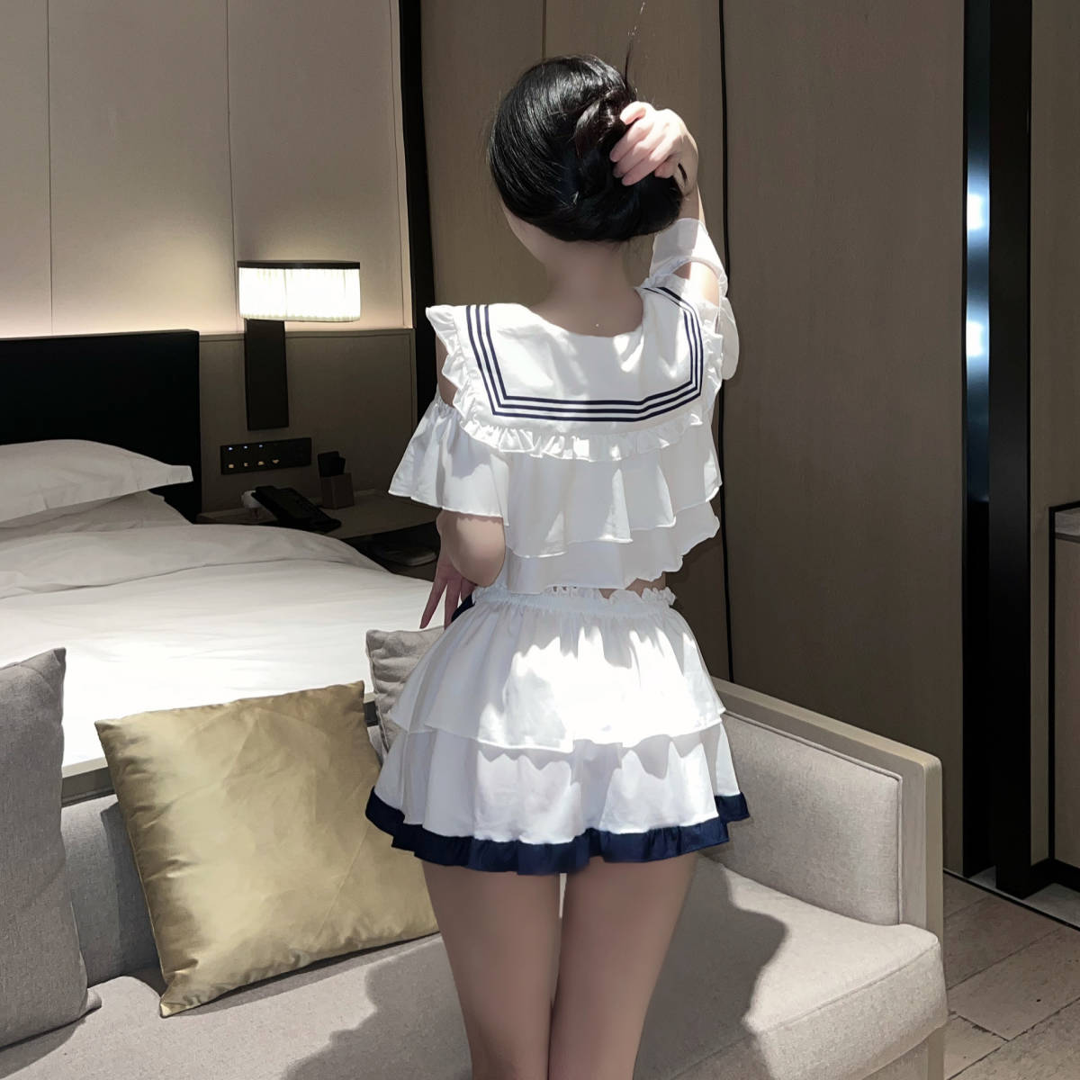 新入荷ワンピースコスプレ衣装 超セクシー 悩殺 セーラー服 トップス スカート ショーツ3点セット 学生服 ミニスカート ナイトウェア_画像6