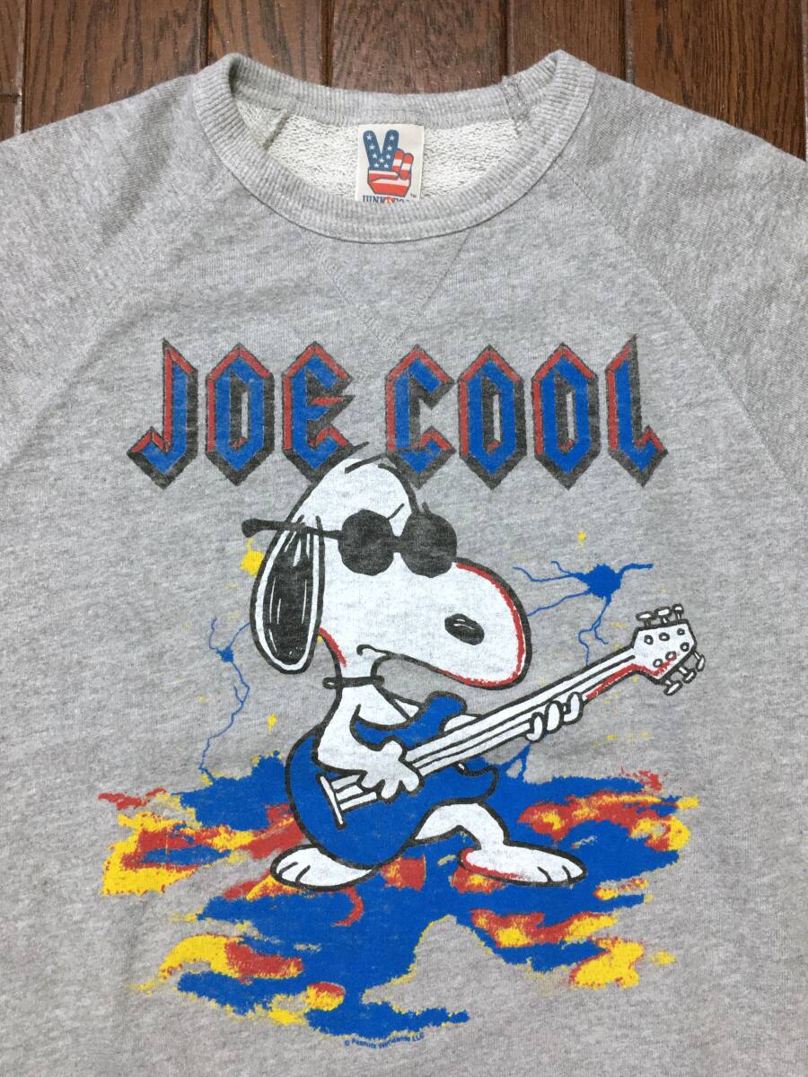 ＵＳＡ製 ジャンクフード JUNKFOOD スヌーピー SNOOPY ジョークール JOE COOL ギターリスト スウェット シャツ S グレー アメリカ製_画像1