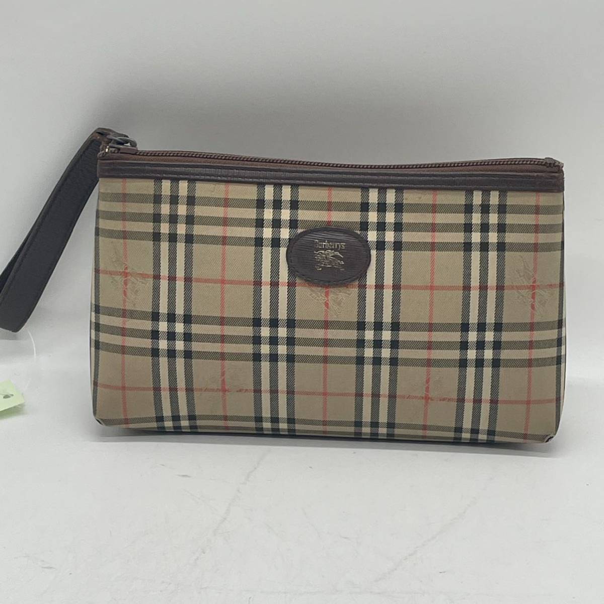 ★BN3523● BURBERRY バーバリー セカンドバッグ ポーチ ノバチェック PVC レザー ベージュ_画像1