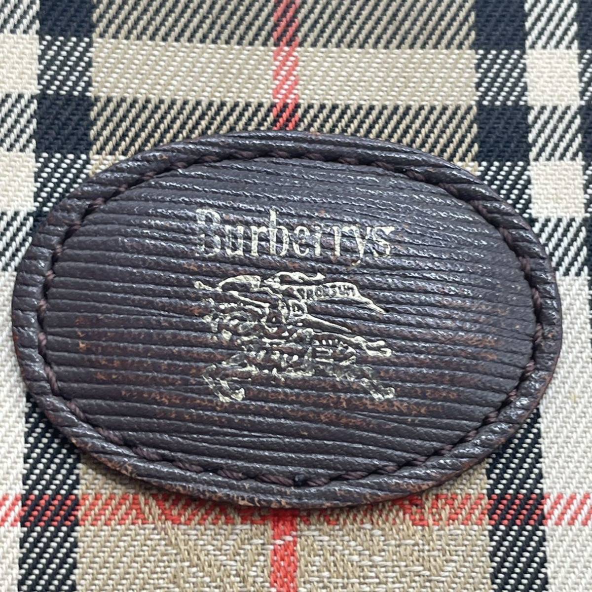 ★BN3523● BURBERRY バーバリー セカンドバッグ ポーチ ノバチェック PVC レザー ベージュ_画像6