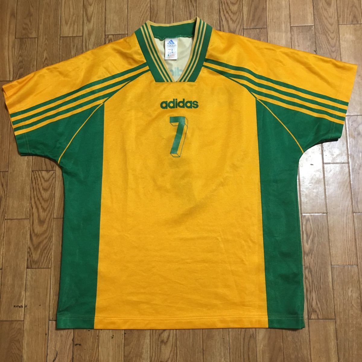 ヤフオク 90s Adidas サッカー ユニフォーム 黄色 緑 Oサ