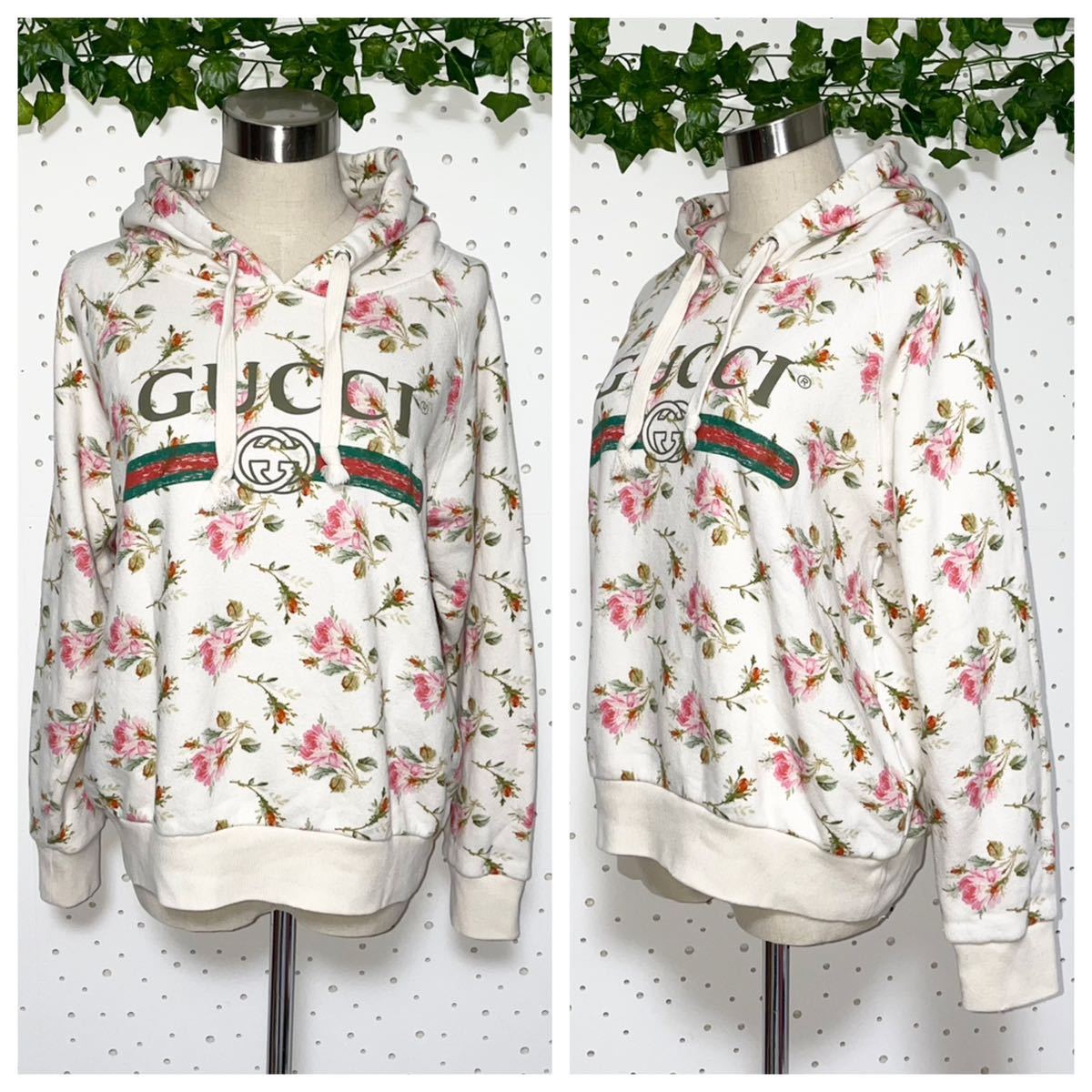 本物 グッチ 近年モデル 花柄 ローズ フラワー 長袖 パーカー フード付 スウェット トレーナー XXS GUCCI アレッサンドロ・ミケーレ_画像5