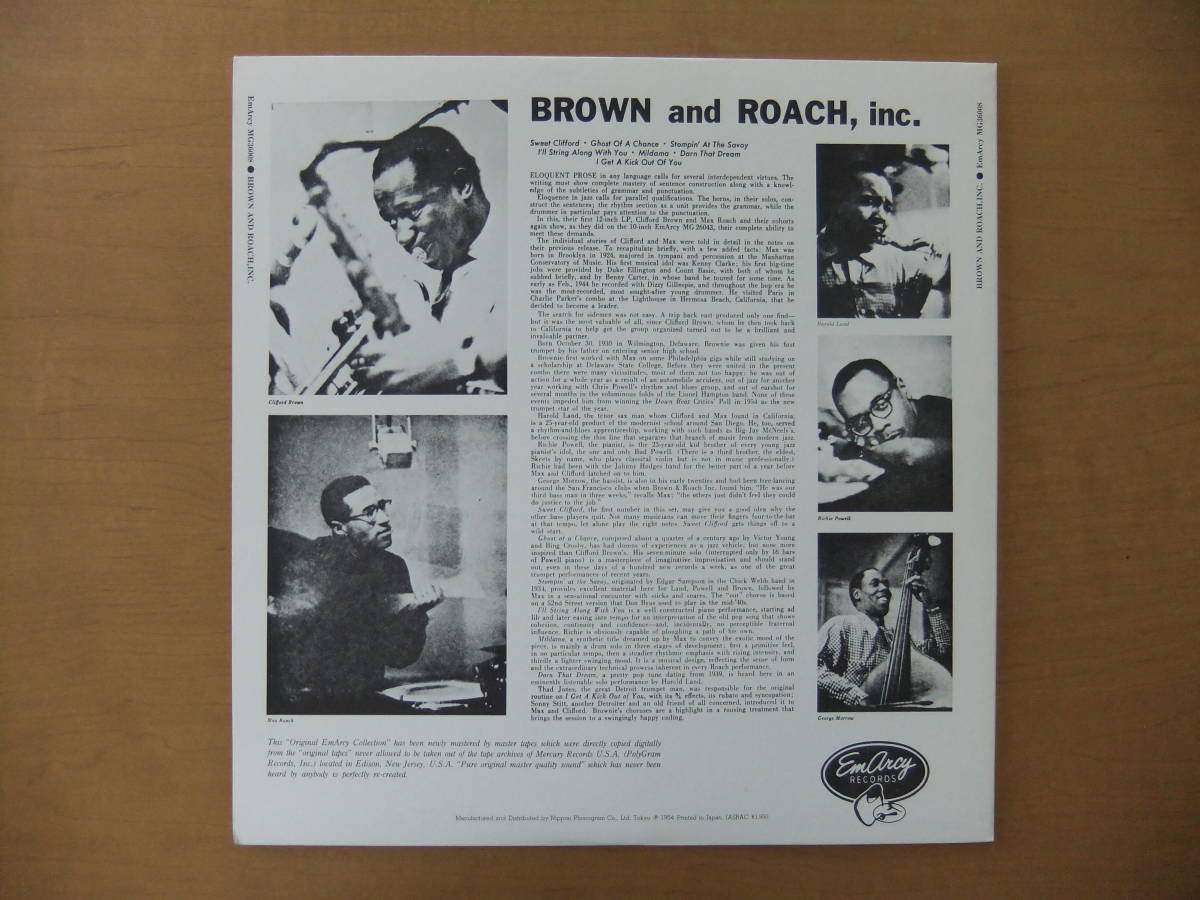 ■国内盤美品Clifford Brown/Max Roach/BROWN AND ROACH INCORPORATED(EmArcy MG36008/日本フォノグラム195J-8)_画像2