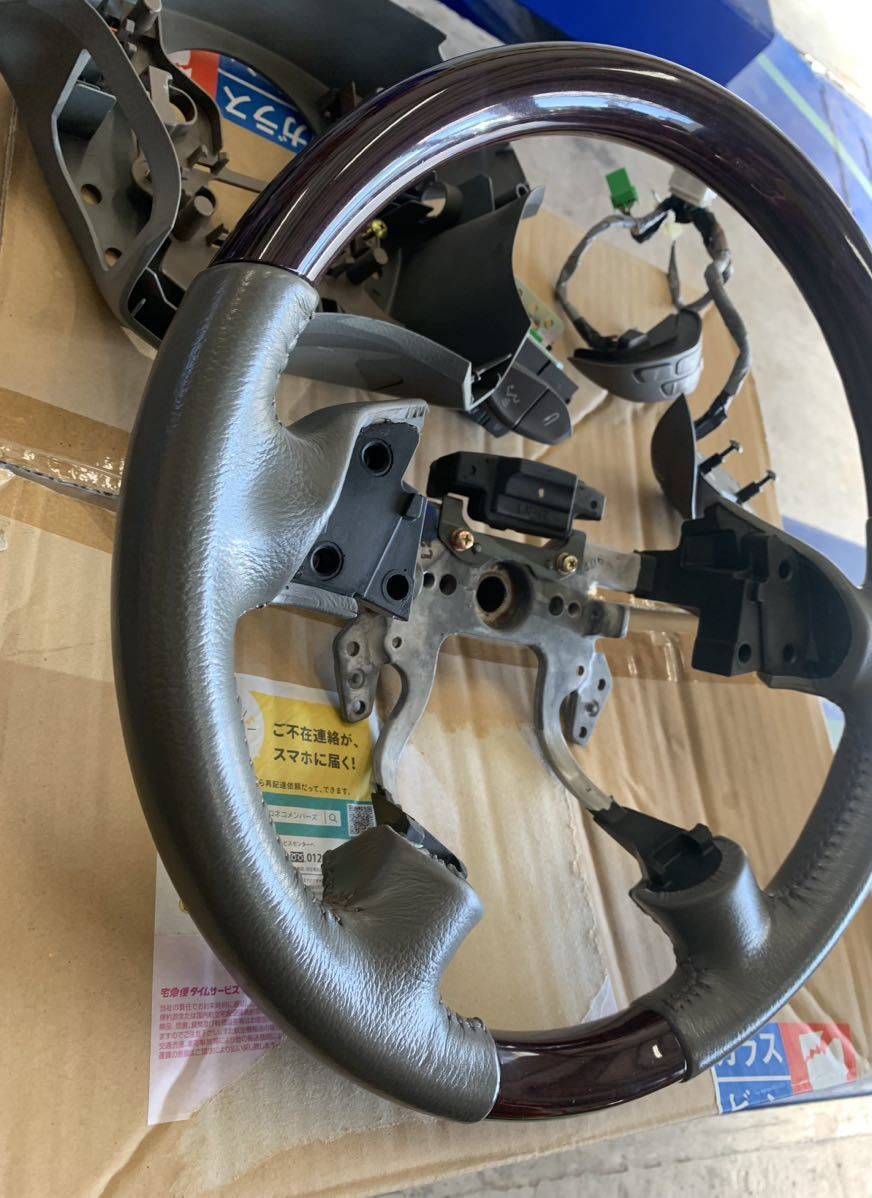 中古　美品　エリシオン ホンダ HONDA RR1 RR2 RR3 RR4 RR5 RR6 ステアリング　ハンドル　ステリモ　ウッド　コンビ　革　レザー_画像3