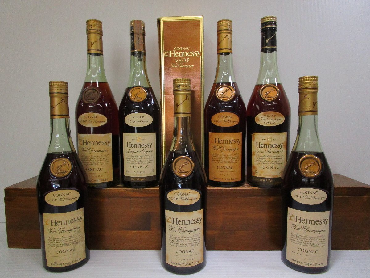 7本セット ヘネシー VSOP スリム グリーンボトル 700ml 40% Hennessy コニャックブランデー 未開栓 古酒 箱×1 1円スタート/2-13-12_画像1