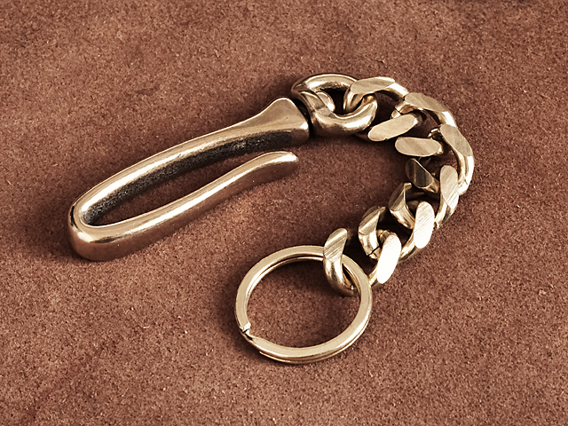 真鍮 喜平チェーン＋ 回転ツリバリ キーホルダー ブラス つりばり フック ベルトループ brass 鎖 ゴールド キーリング ウォレットチェーン の画像3