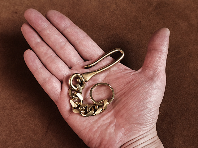 真鍮 喜平チェーン＋ 回転ツリバリ キーホルダー ブラス つりばり フック ベルトループ brass 鎖 ゴールド キーリング ウォレットチェーン の画像5