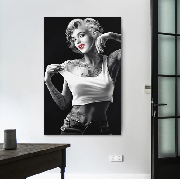  C842 マリリン・モンロー Marilyn Monroeキャンバスアートポスター 50×70cm イラスト インテリア 雑貨 海外製 枠なし_画像1