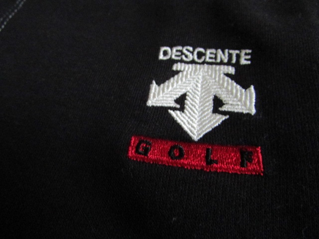メンズ Mサイズ USED きれい デサント 長袖 ポロ トレーニング シャツ ジャケット ホワイト/ブラック系 DESCENTE_画像2
