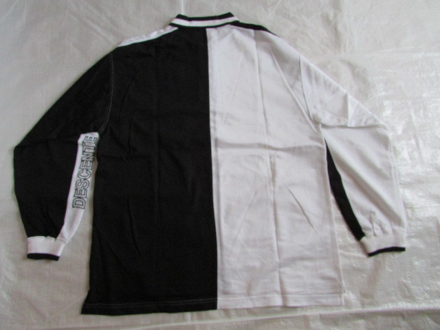 メンズ Mサイズ USED きれい デサント 長袖 ポロ トレーニング シャツ ジャケット ホワイト/ブラック系 DESCENTE_画像7