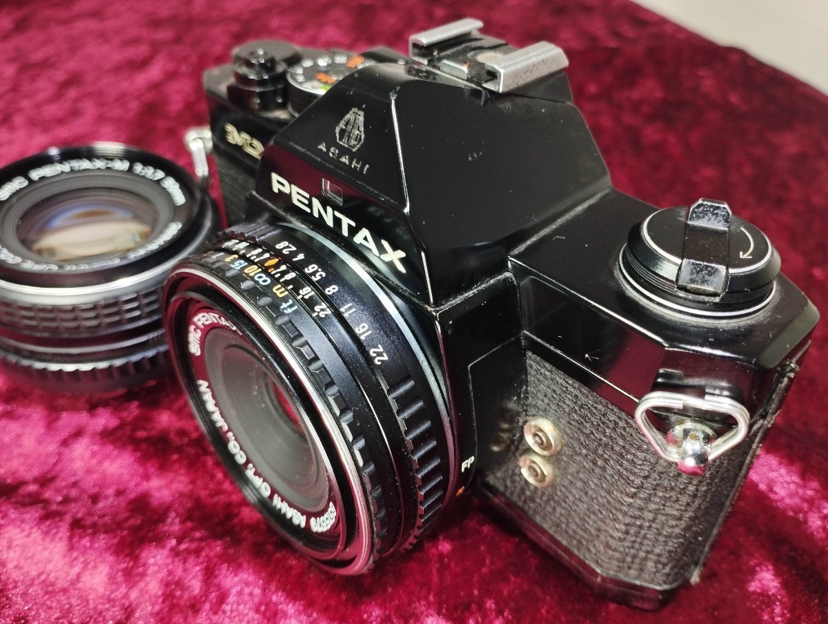 【委託品】 PENTAX MX黒＋PENTAX-M 40mm f2.8＋50mm f1.7 シャッター切れました 速度変化有り ペンタックス フィルムカメラ ジャンク品_画像3