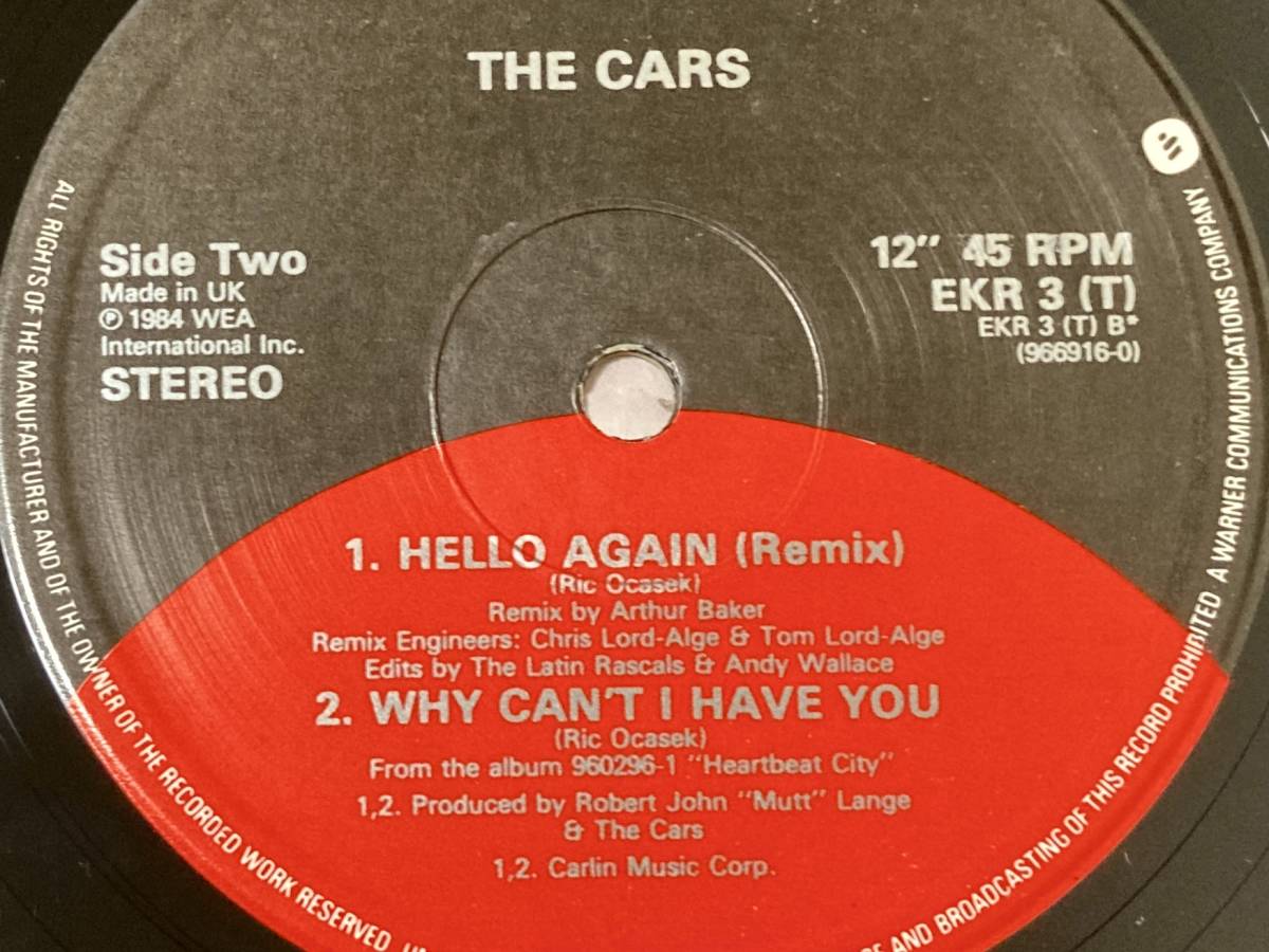 【80's】The Cars / Heartbeat City （1985、12 Inch Single、UK盤、Hello Again (Remix)、Arthur Baker、Why Can't I Have You）_画像4