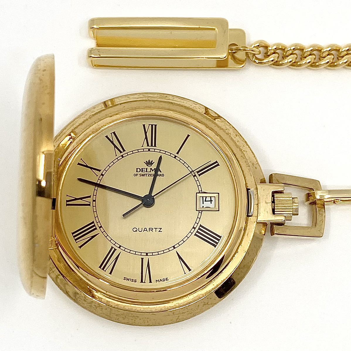 DELMA pocket watch watch Date Rome n 3 hands quartz quartz Gold gold Dell maD132