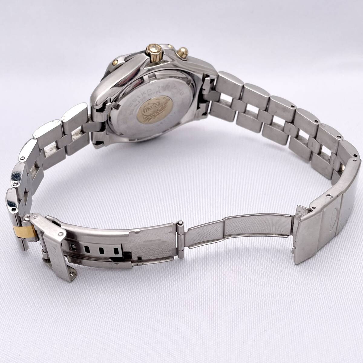 SEIKO セイコー AGS SCUBA 5M23-7A00 腕時計 ウォッチ 自動巻き 機械式 回転ベゼル ダイバーズ デイデイト 銀 シルバー P17_画像6