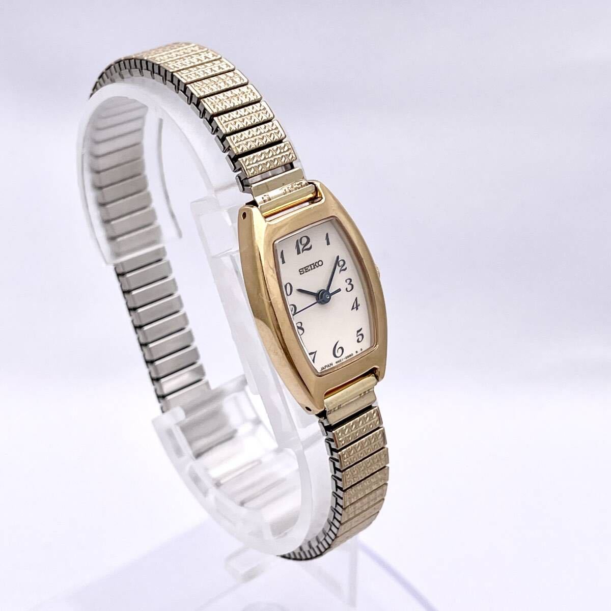 SEIKO セイコー 4N21 2080 腕時計 ウォッチ レクタンギュラー クォーツ quartz 金 ゴールド P43_画像3