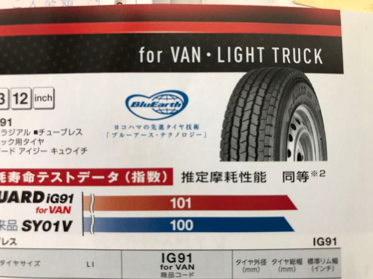 送料込み！145/80R12 80/78NヨコハマタイヤiG91新品　23年製　4本