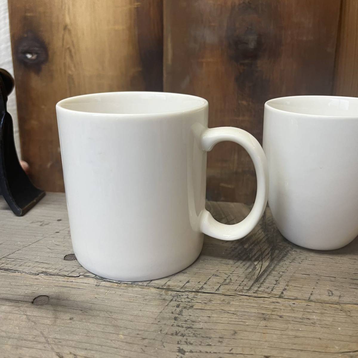 4個セット マグ マグカップ ホワイト 陶器 白磁 カップ コーヒー ティーセット カフェ 喫茶 洋食器 コップ 当時物 昭和レトロ シンプルの画像2