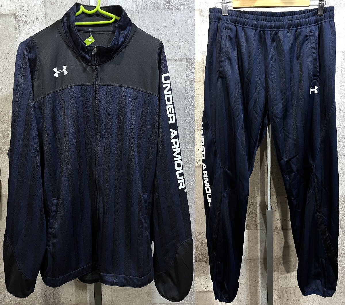 アンダーアーマー ジャージ 上下セットアップ 紺黒 XL UNDER ARMOUR_画像1