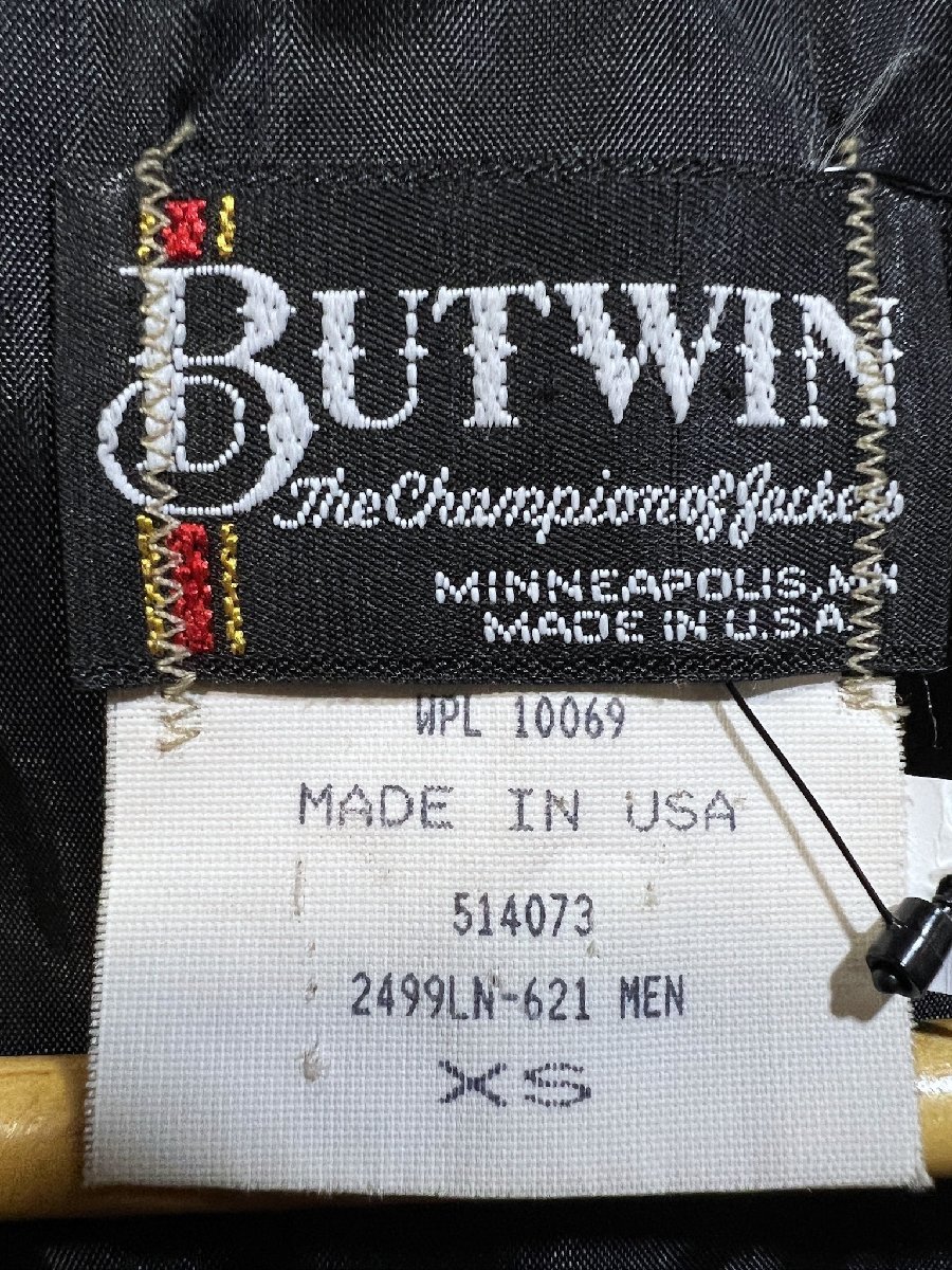 80'S USA製 BUTWIN オールメルトン スタジャン 黒青 XS バトウィン ヴィンテージ 米国製 スタジアムジャンパー_画像4