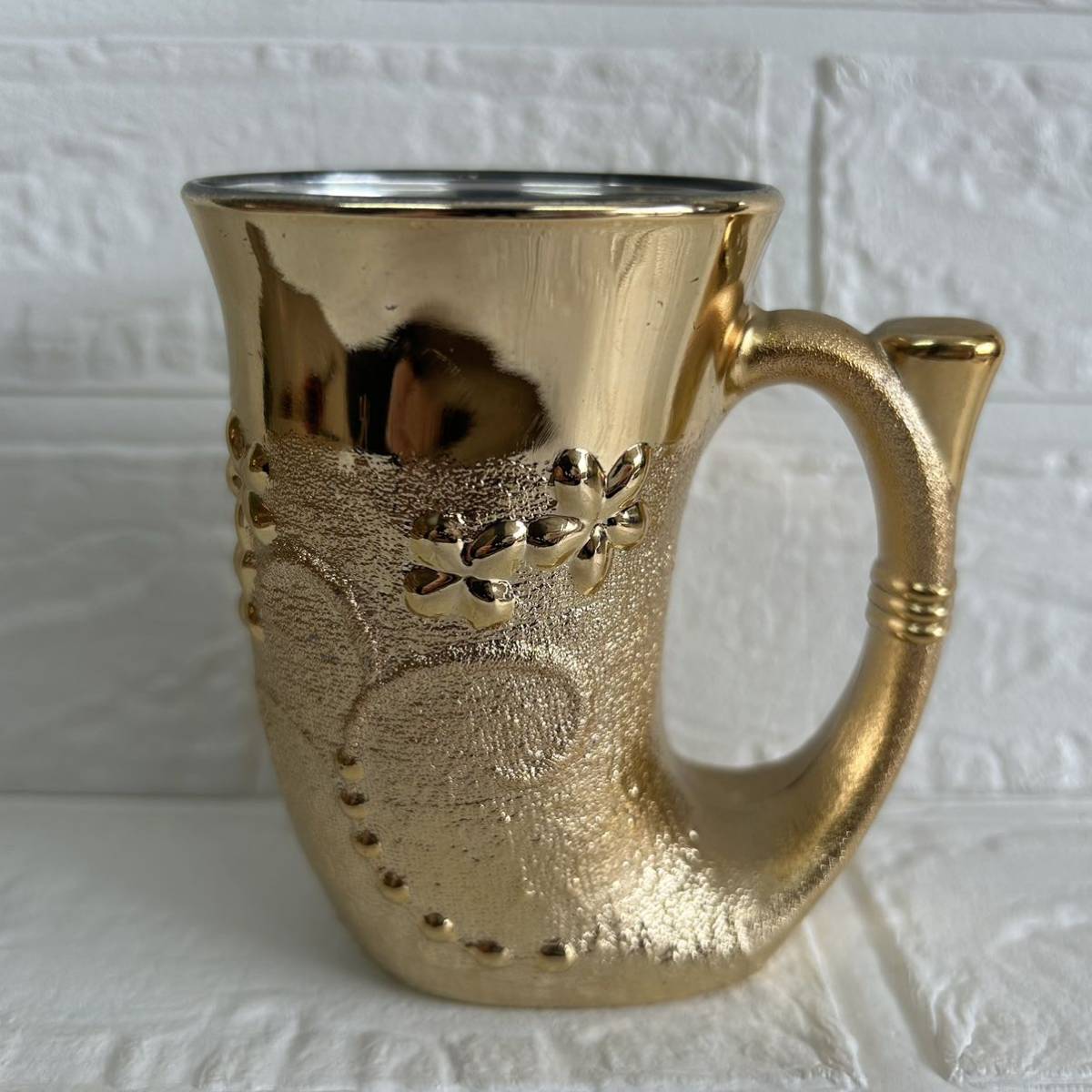  mug beer mug Western-style tableware glass sake cup and bottle Via mug Be ruby ru jug antique retro gold color Gold color retro 