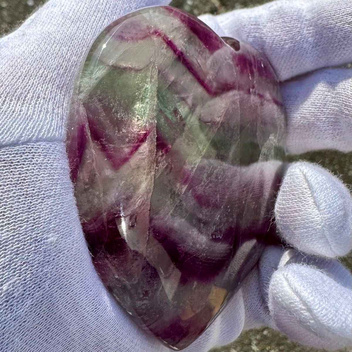 フローライト ハート型 虹色 グラデーション 天然石 原石 蛍石