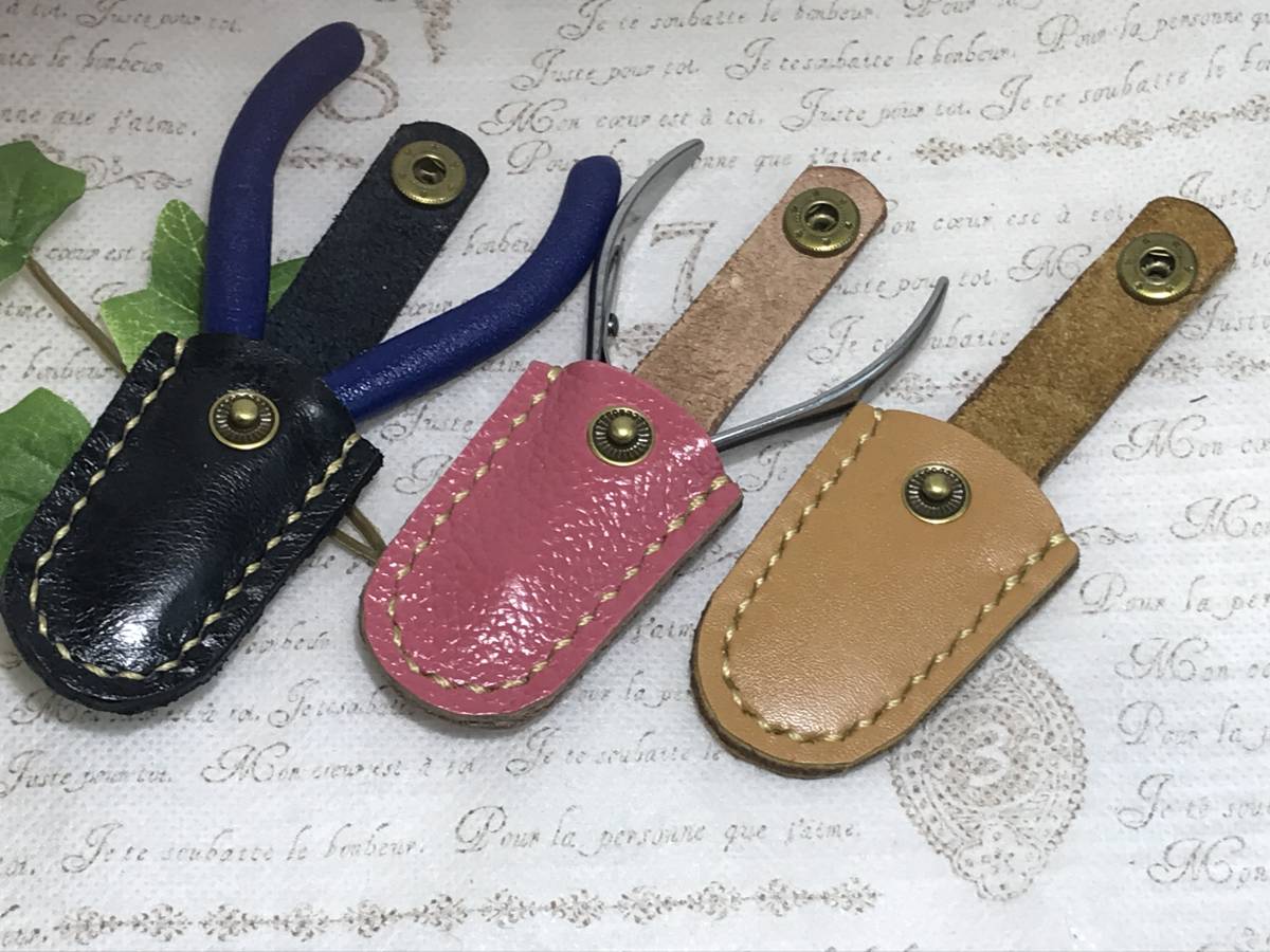  cow leather hand .. nails nippers nippers cover pink 