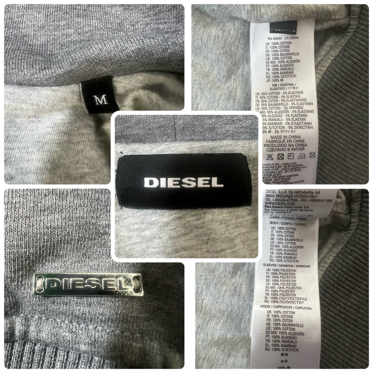 美品/L相当●DIESEL ディーゼル デニム切替 パーカー Gジージャン ジャケット ジップアップ フード インディゴ ダメージ加工 ロゴ金具_画像9