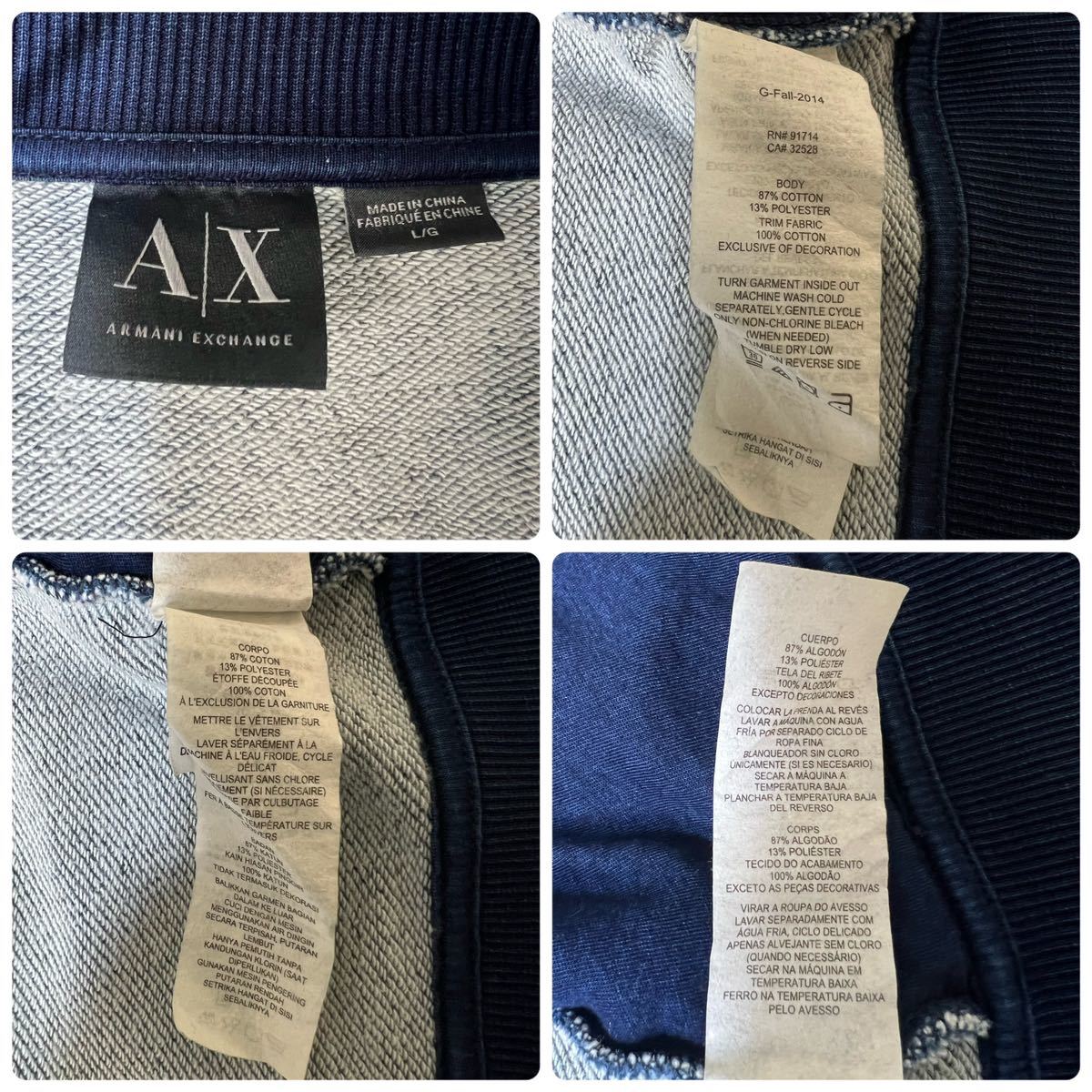 極美品/Lサイズ●アルマーニ/ARMANI EXCHANGE デニム ジャケット 素材切替 ブルゾン 軽アウター インディゴ ネイビー Gジャン_画像10