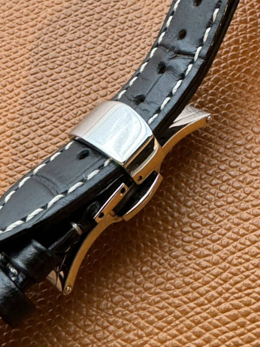 腕時計ベルト 黒 型押し レザーベルト ラグ幅 19mm Dバックル付き_画像8
