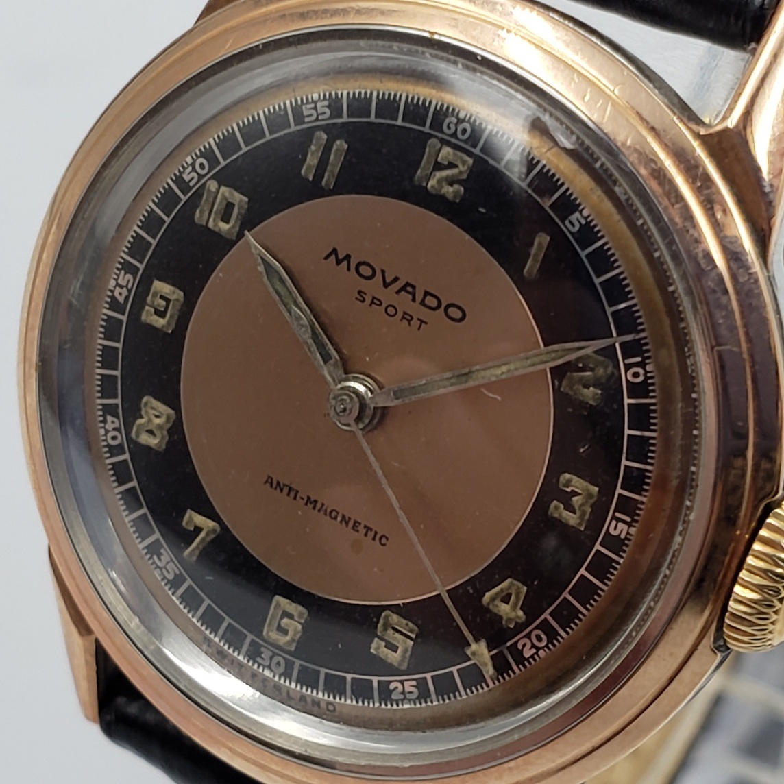 M023-593/S68000　腕時計　MOVADO SPORT ANTI MAGNETIC 　モバード　Genuine Leather　ジェニュインレザーベルト　ファッション　小物　 _画像1