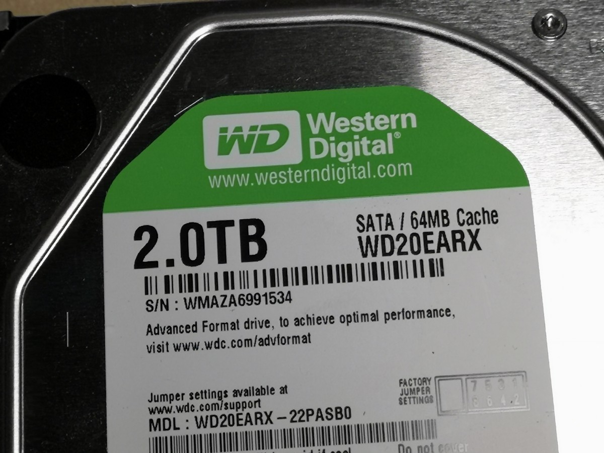 WD WD20EARX 2.0TB HDD ジャンク扱い_画像2