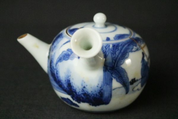 三浦竹泉 青華 芭蕉仙人 煎茶器 7点揃い 共箱 金継あり◇茶道具/急須/湯冷まし/茶碗/茶瓶/茶注/湯呑/白磁/染付/時代/骨董/古美術_画像7