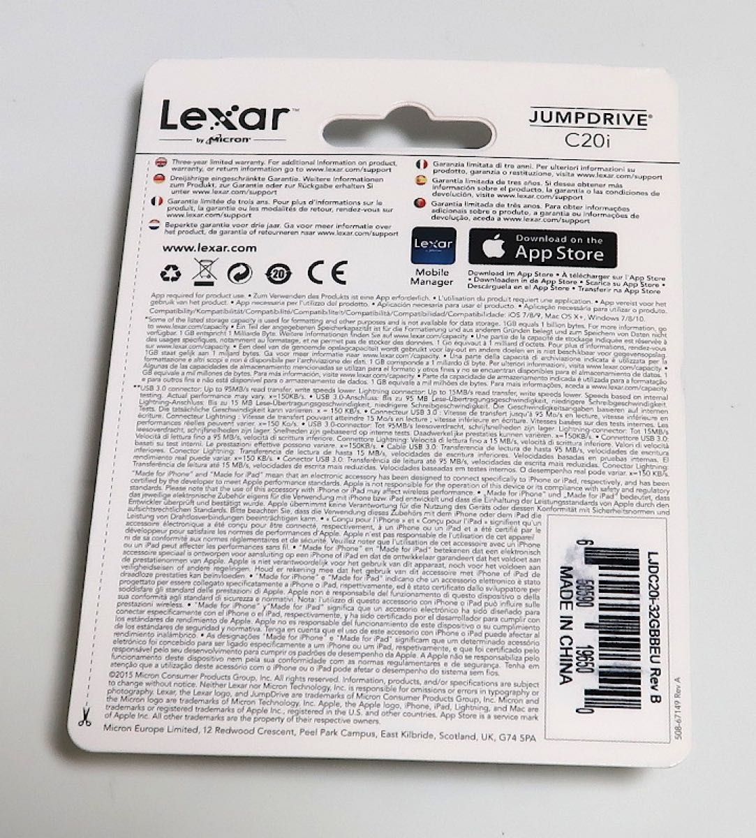 Lexar JumpDrive C20i USBフラッシュドライブ 32GB USB3.0、iPhone Lightning