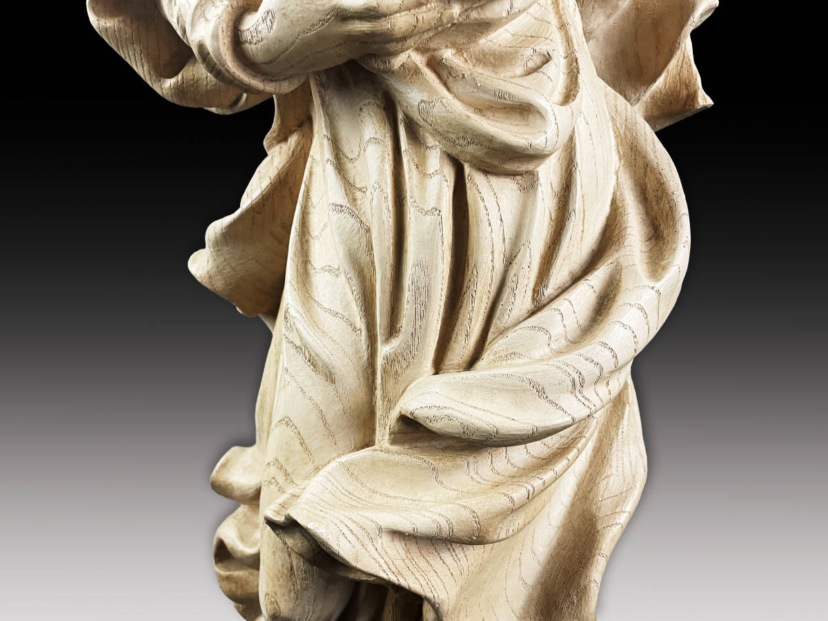 西洋アンティーク 幼きキリストを優しく抱く聖母マリア像 19世紀 特大 希少 高さ約69cm 木彫 石膏の画像9