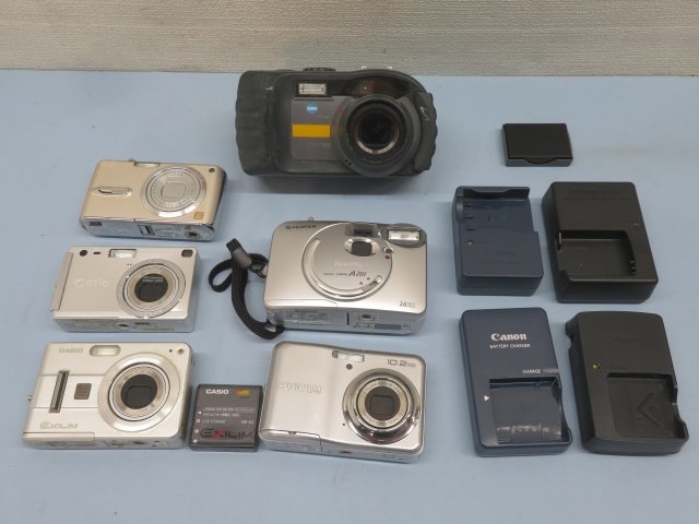 6台セット◎Panasonic/PENTAX/Minoltaなど DMC-FX07 Optio S4i EX-Z57 DG-4W FinePix A201 A170 デジタルカメラ ジャンク 91056◎！！_画像1