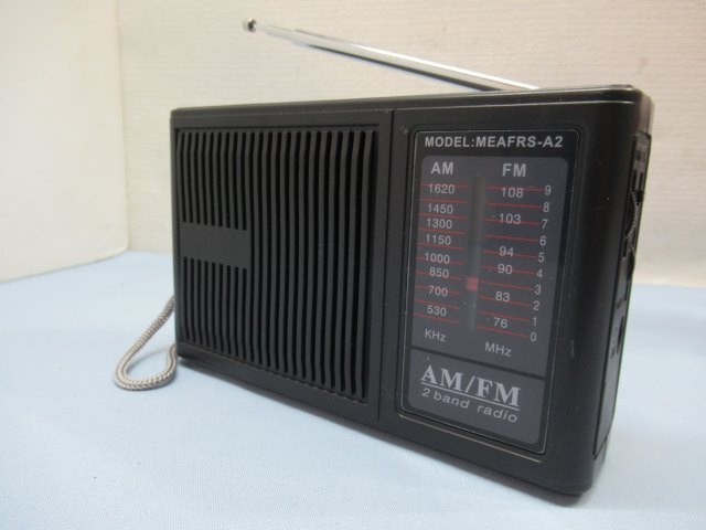 美品●●ミニマムイナフ MEAFRS-A2 FM/AMラジオ 防災 コンパクト 電池/取説/元箱付き 動作品 91617●●！！_画像1