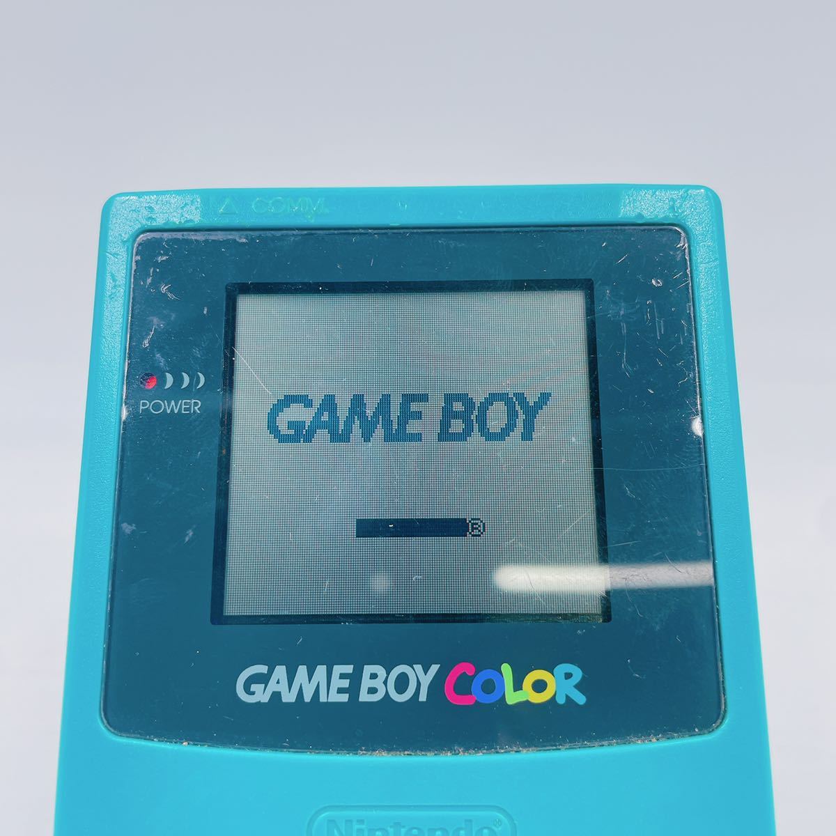 2D005 Nintendo ニンテンドー GAMEBOY ゲームボーイ カラー CGB-001 グリーン スーパーマリオランドソフト付 ゲーム機 通電動作確認済_画像5