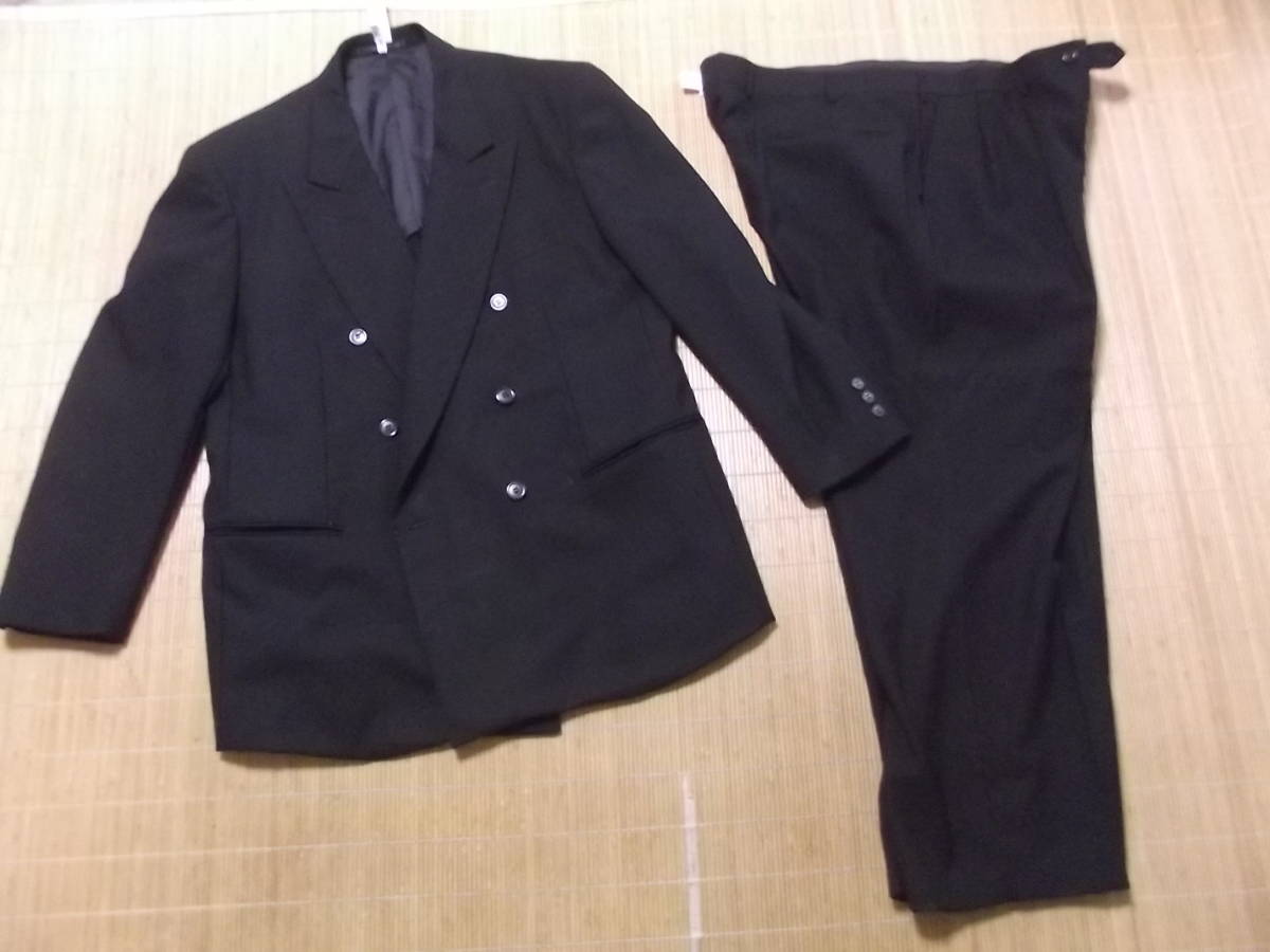 太いサイズ　ブラックフォーマル礼服喪服　NINO CERRUTI　オンワード製　日本製　ダブルスーツ上下セットアップK2_画像1