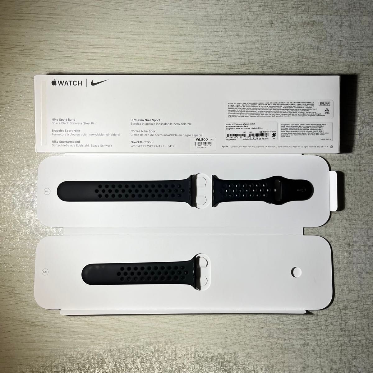 Apple Watch Nike スポーツ バンド ブラック ステンレススチールピン 38mm 40mm 41mm 純正 正規品