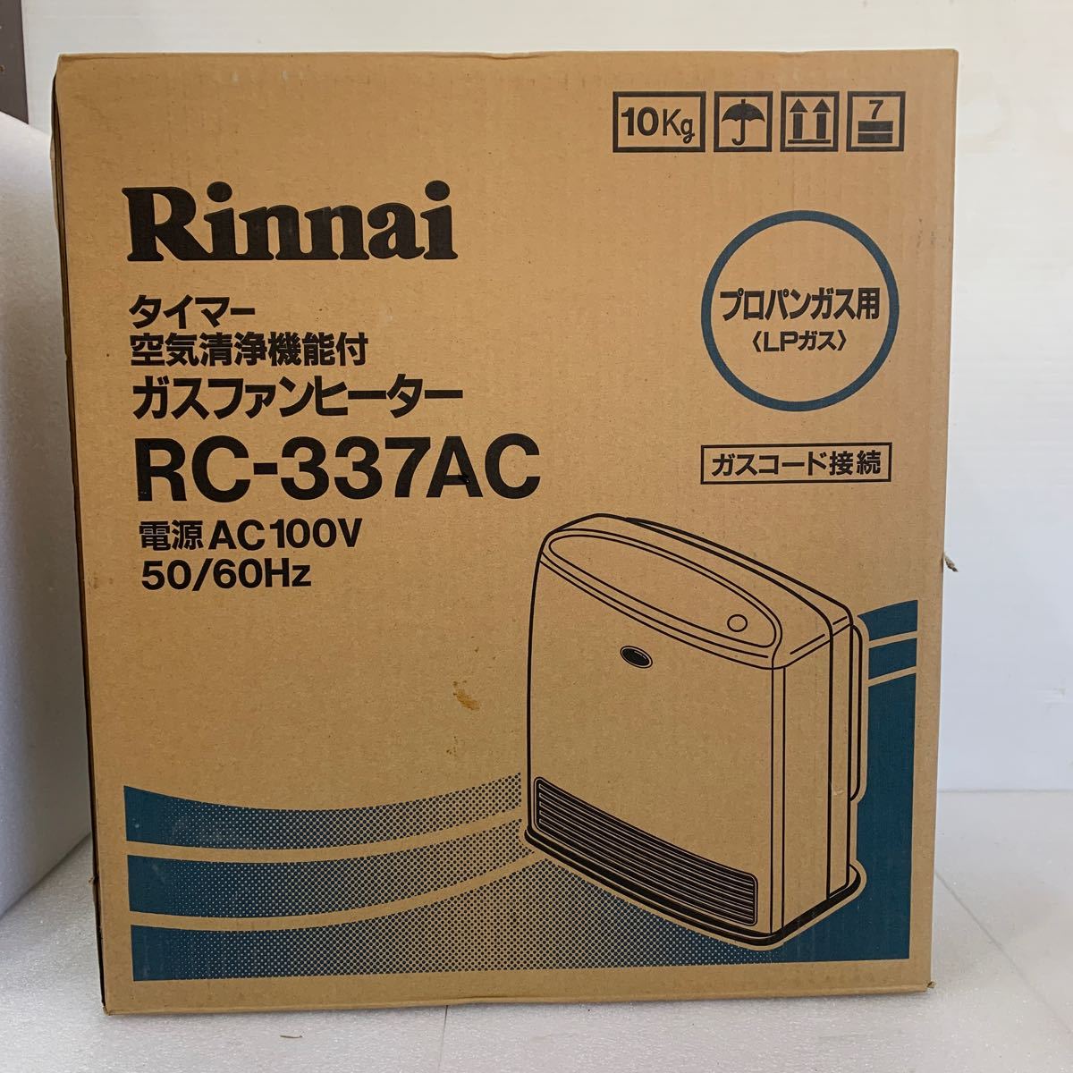 QW3467 Rinnai リンナイ LPガス用 ガスファンヒーター RC-337AC-2 中古 通電確認済み　0207_画像1