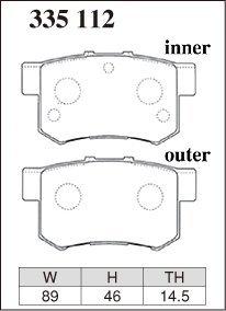 DIXCEL ディクセル ブレーキパッド Mタイプ リア用 アコード CL7 H14.10～H20.12 20A/20E/20EL