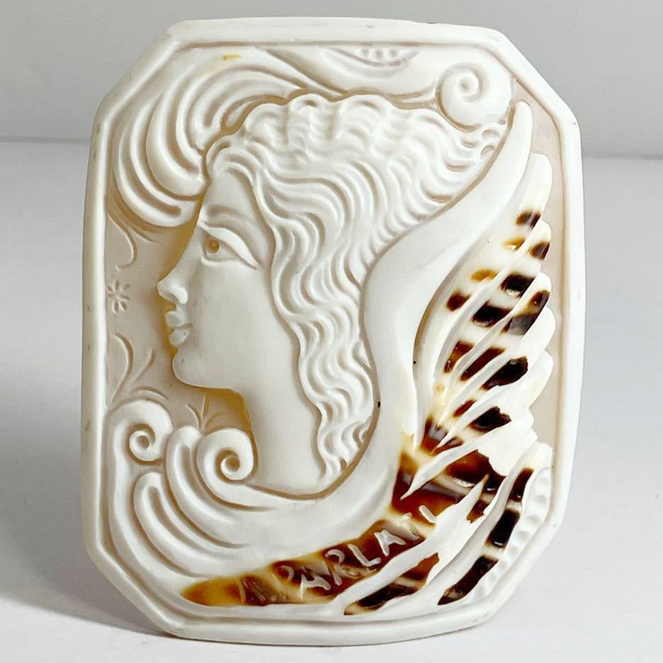 Parlati作［シェルカメオ16.7g］F 83.5ct 約59.5×50.0mm 貴婦人 CAMEO shell ルース アンティーク _画像1