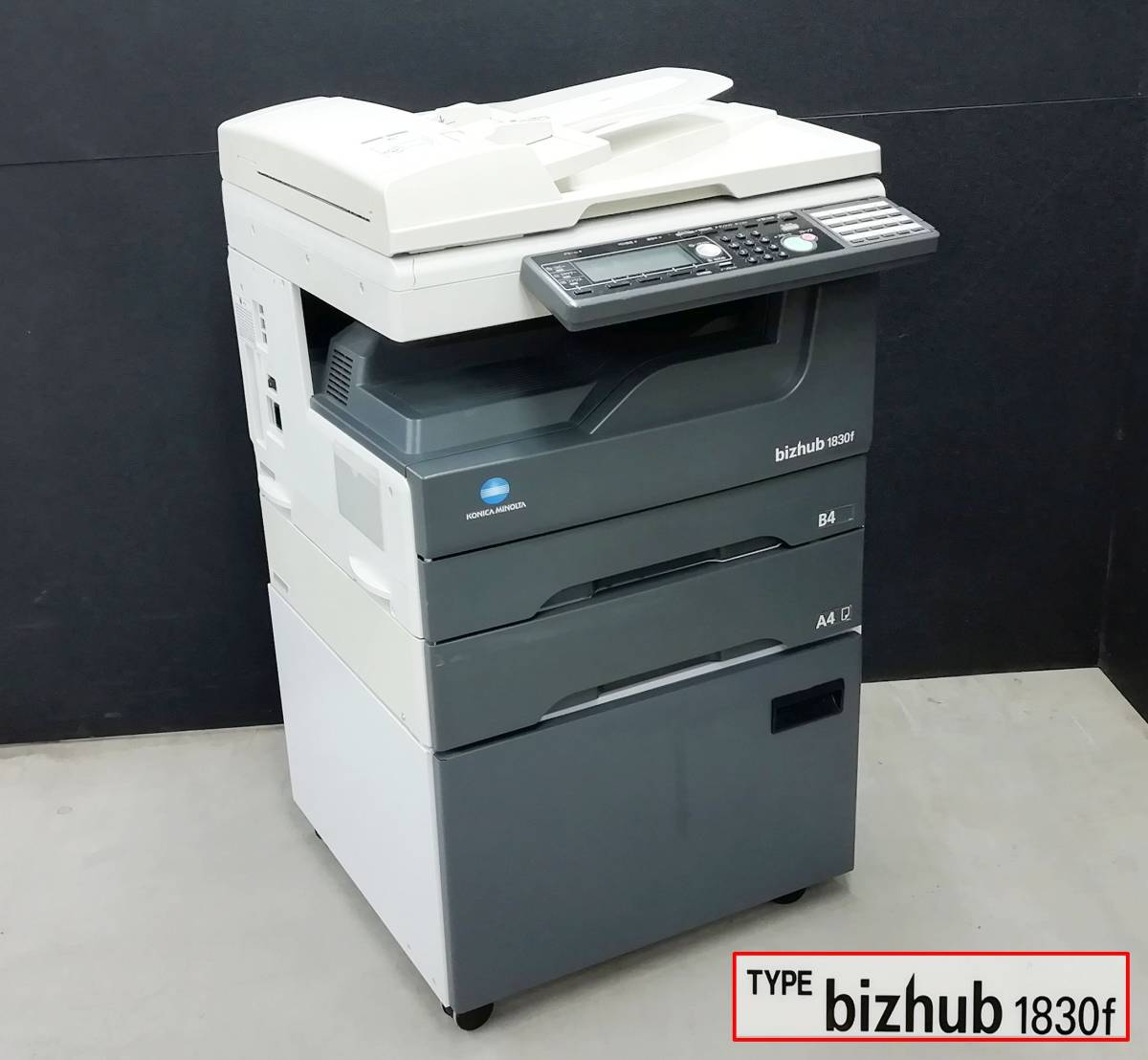 コニカミノルタ A3モノクロ 複合機 bizhub 1830f コピー/プリンタ/スキャナ ADF有 カセット/手差しテストOK 西濃運輸発送【H24020506】_画像1