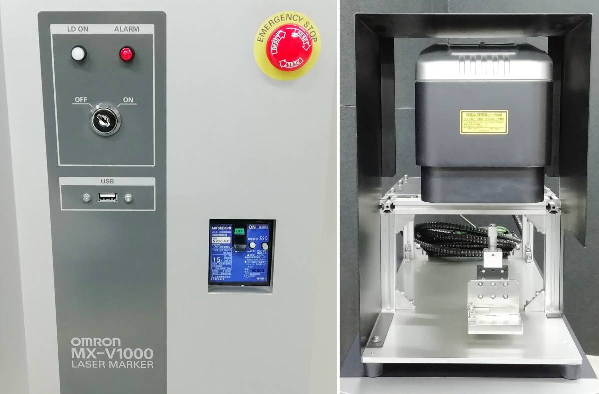 【ジャンク】OMRON YVO4微細レーザマーカ MX-V1000 コントローラ、マーカヘッド オムロン 2010年製 通電確認 西濃運輸発送【H24013106】_画像3