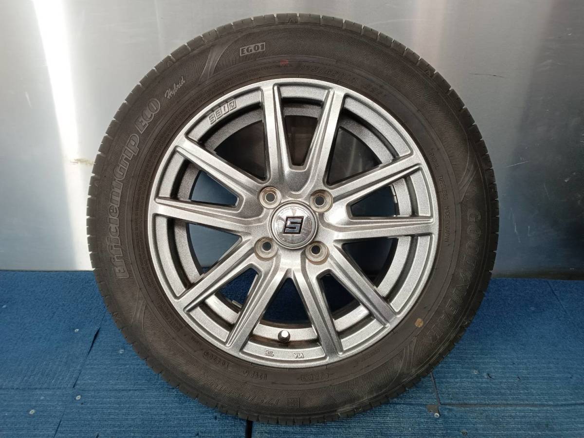 ★8-8.5分山★20年製★ グッドイヤーEfficientGrip ECO 175/65R14 社外ホイール 14×5.5J +43 4H-100 4本セット E178の画像3