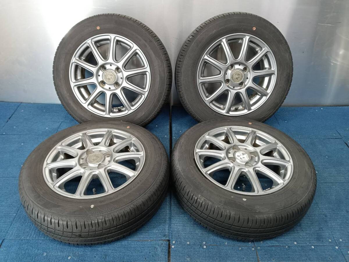 ★7.5-8分山★21年製★ ダンロップENASAVE EC204 165/70R14 社外ホイール 14×5.5J +38 4H-100 4本セット E257の画像1