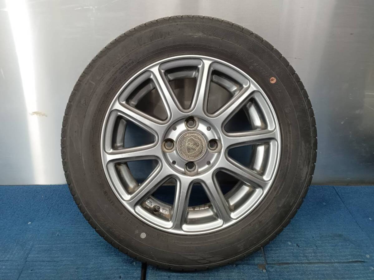 ★7.5-8分山★21年製★ ダンロップENASAVE EC204 165/70R14 社外ホイール 14×5.5J +38 4H-100 4本セット E257の画像5